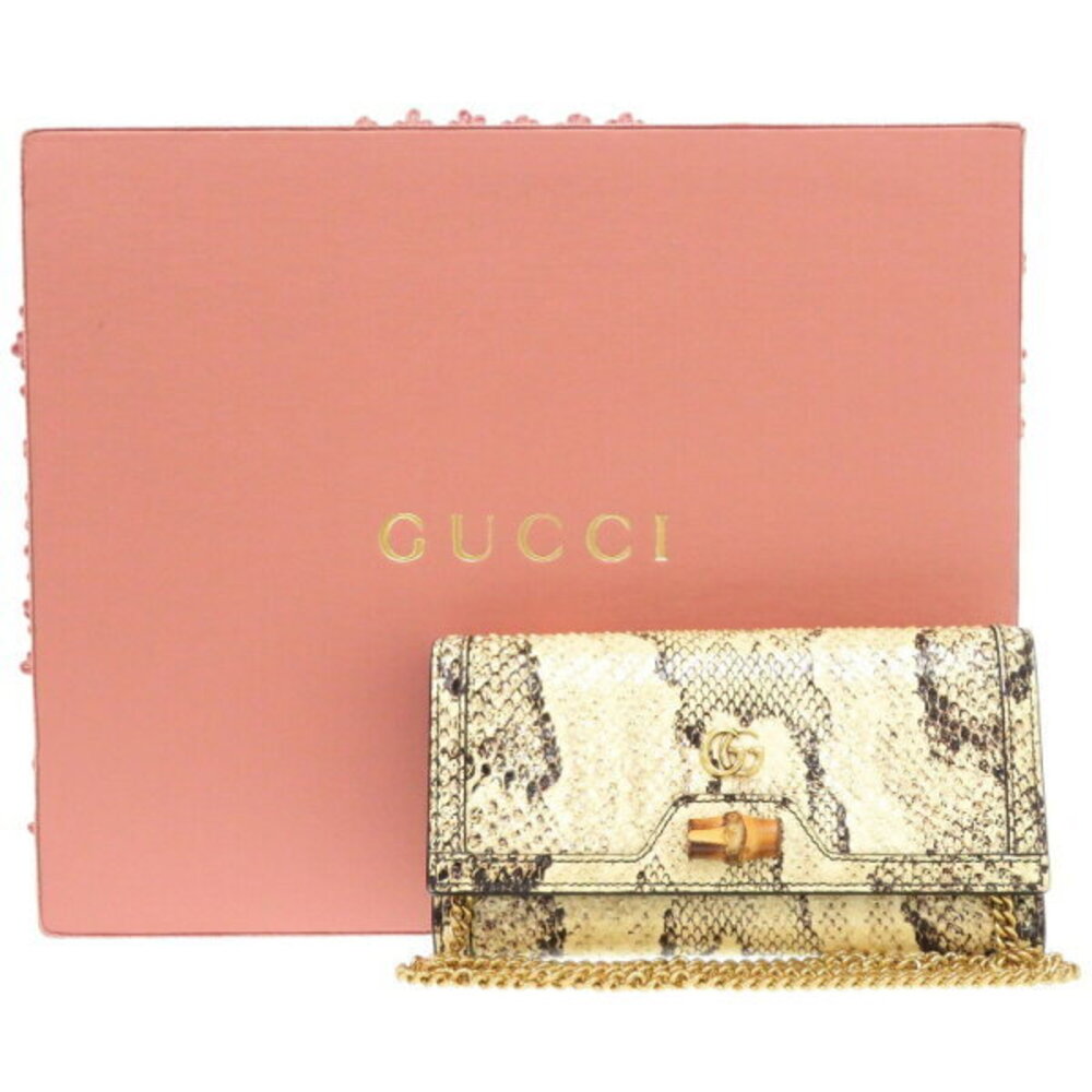 Gucci chain wallet beige python leather - image 2